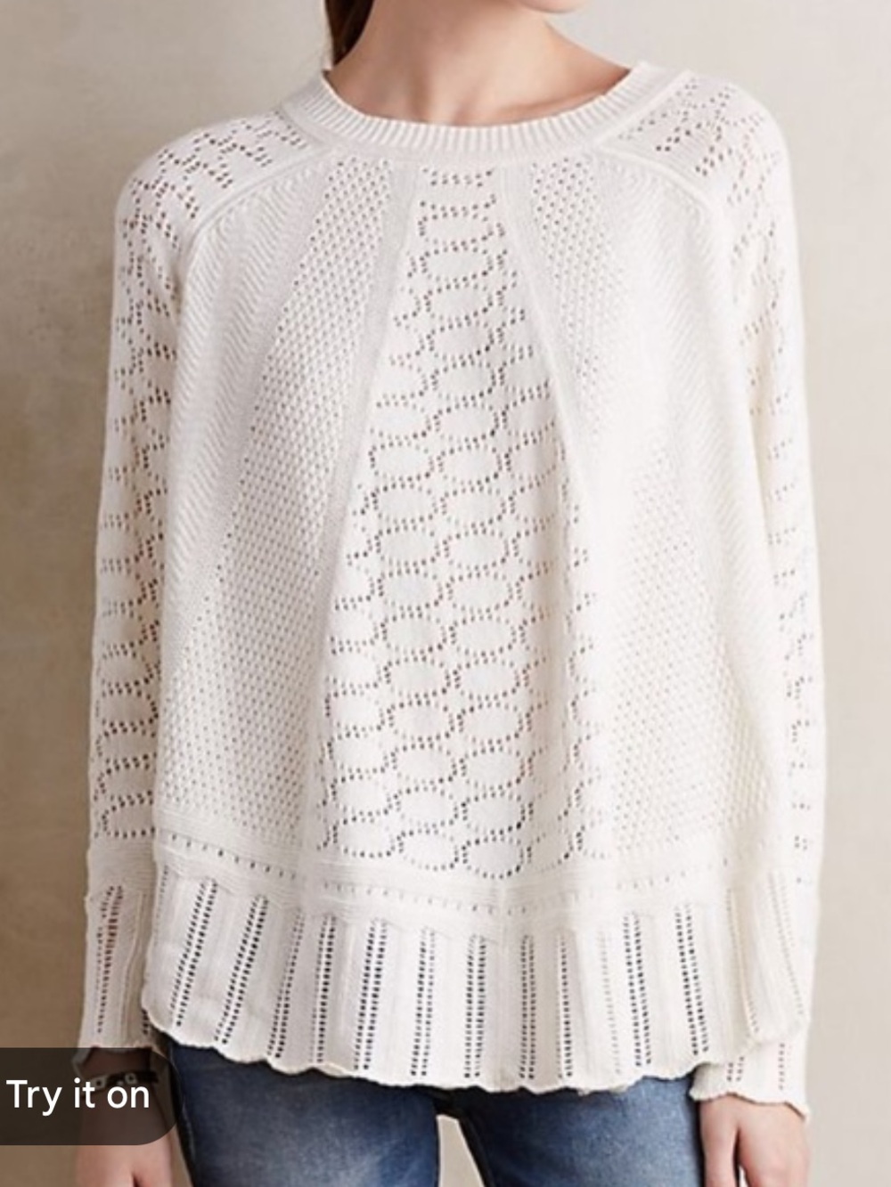 Anthropologie Angel of the North Ivory Oversized Sweater size XS/S